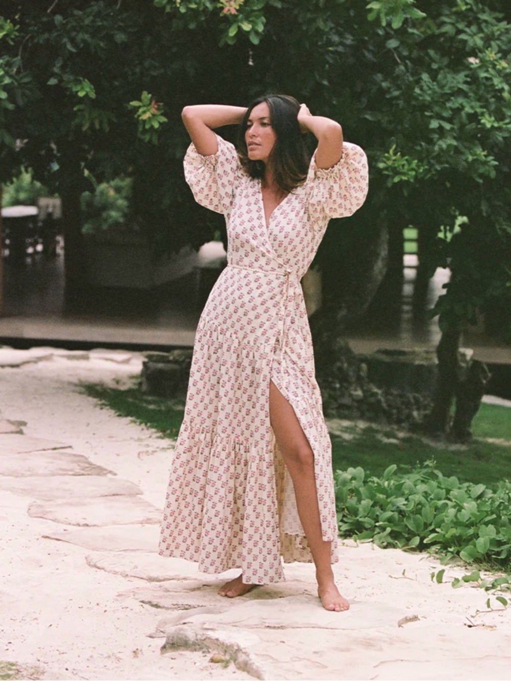 Daughters of India Zuri Midi/Maxi Wrap Dress in peony